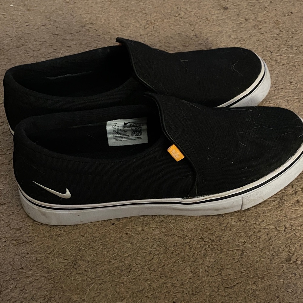 Nike Black Canvas Slip-Ons with White Sole